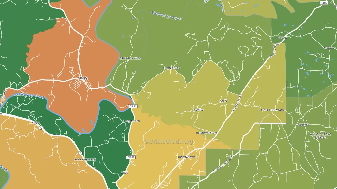 Empire, AL Map of Assault Rates