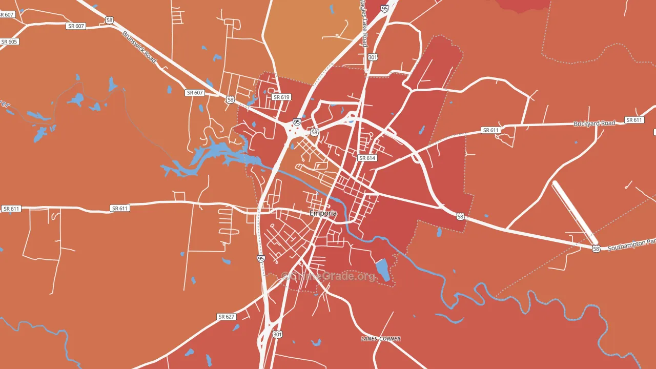 Emporia City, VA Map of Assault Rates