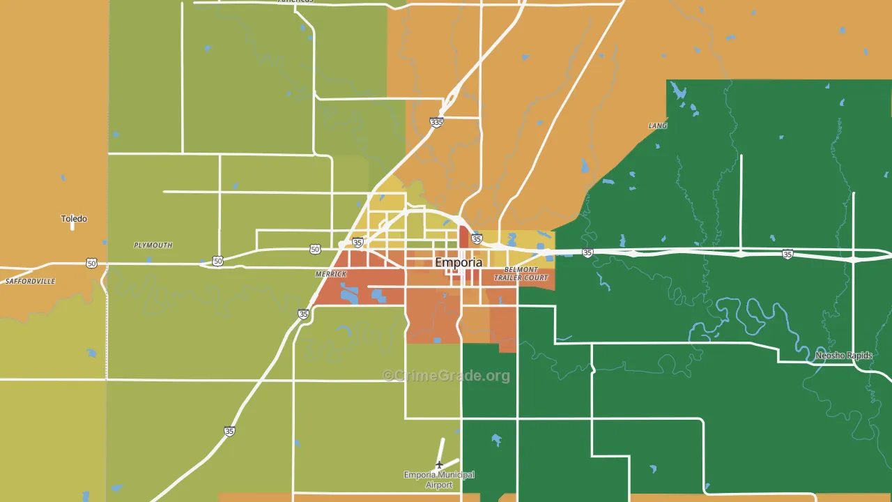 Emporia, KS Map of Assault Rates