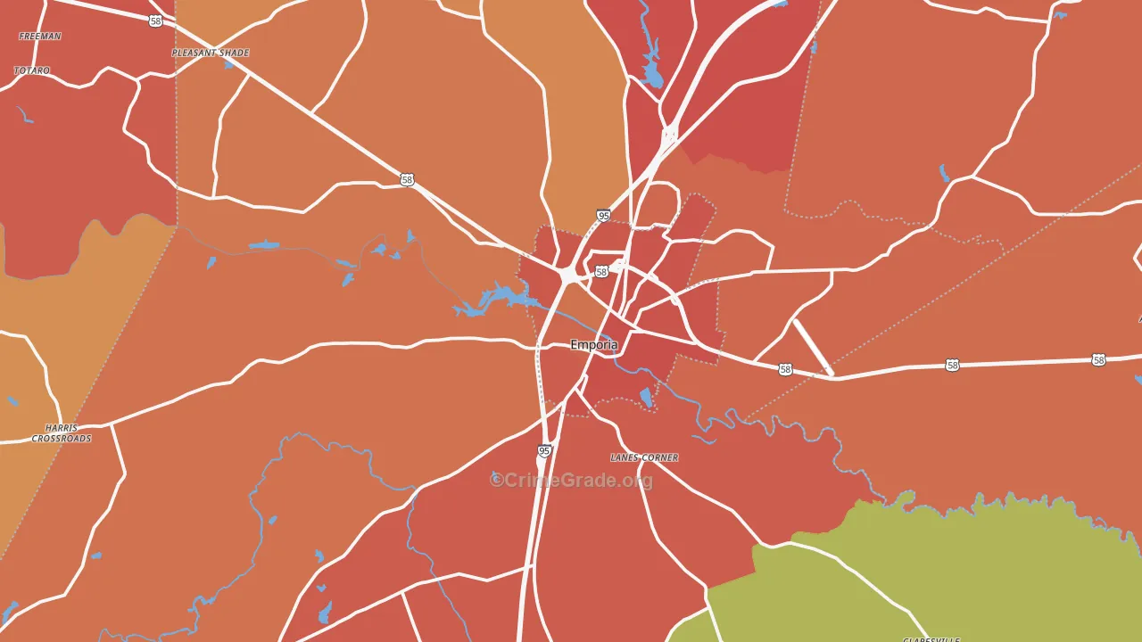 Emporia, VA Map of Assault Rates