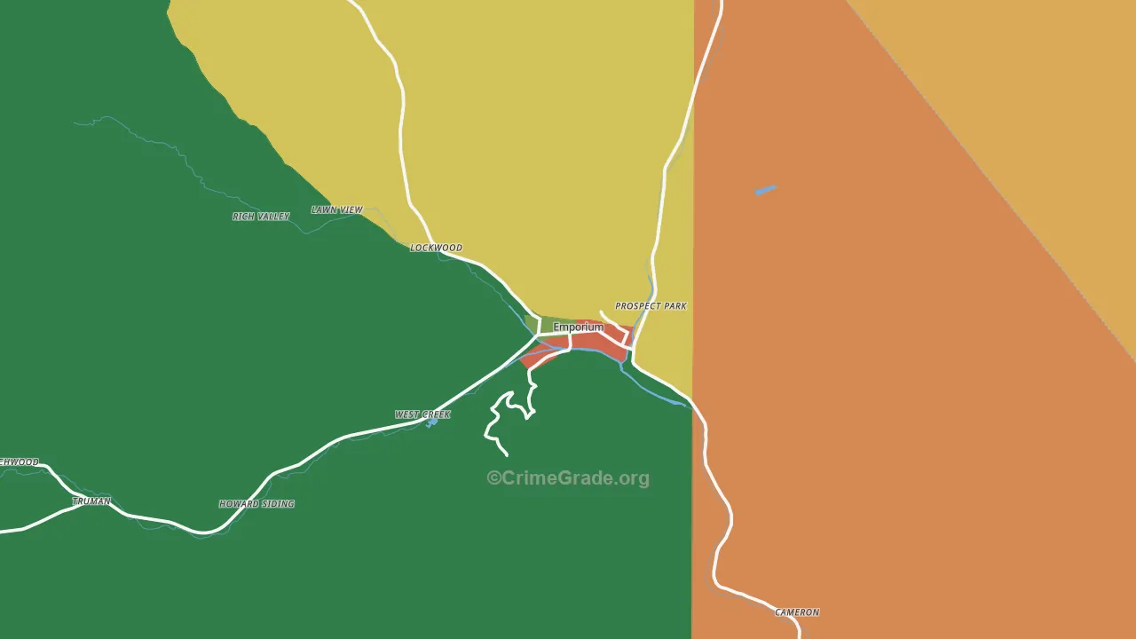 Emporium, PA Map of Assault Rates