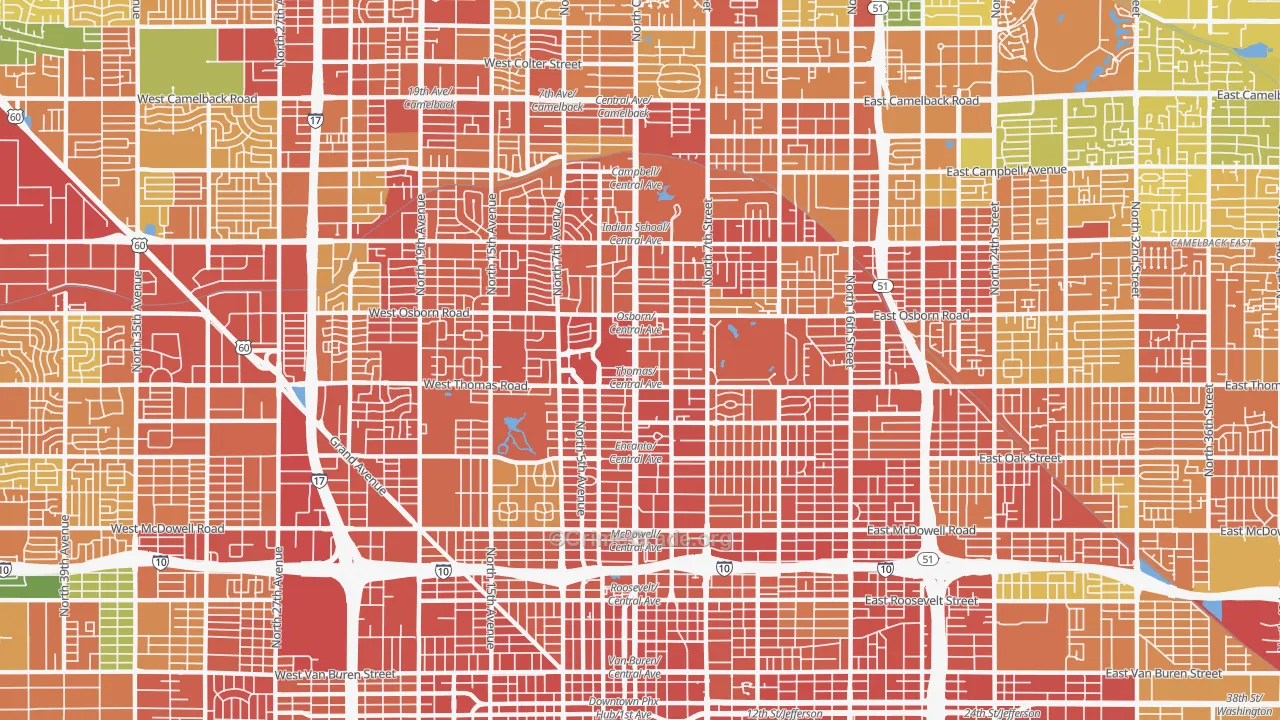 Encanto, Phoenix, AZ Map of Assault Rates