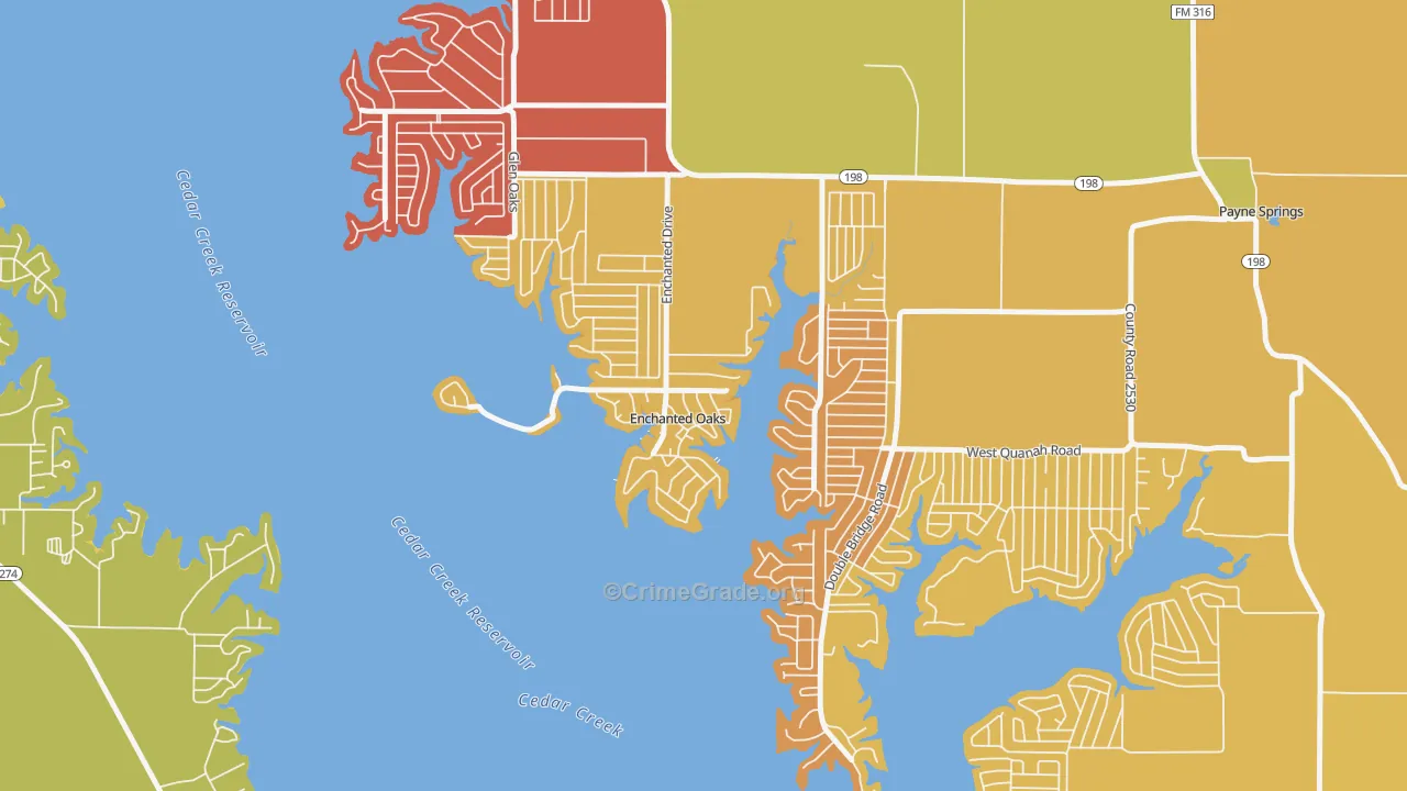 Enchanted Oaks, TX Map of Assault Rates
