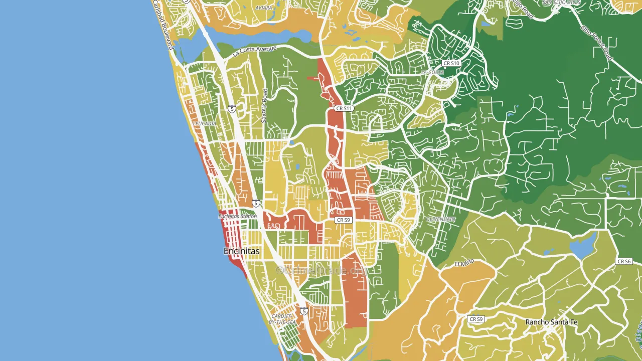 Encinitas, CA Map of Assault Rates