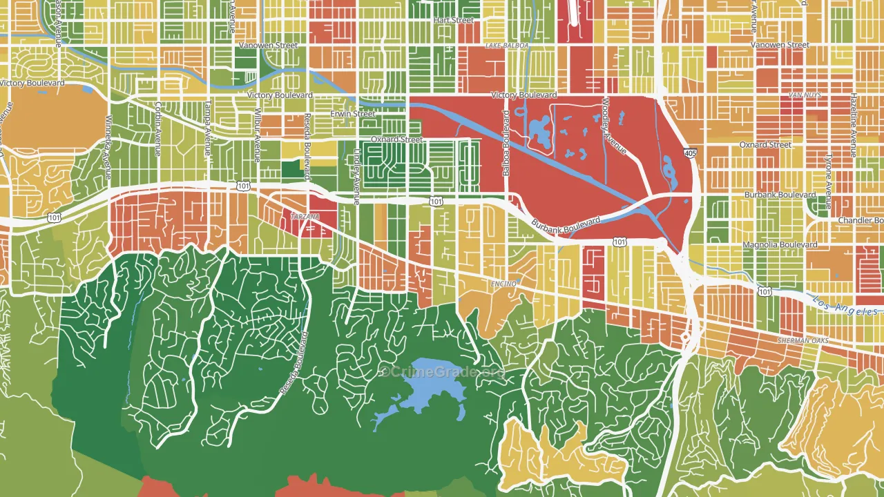 Encino, CA Map of Assault Rates