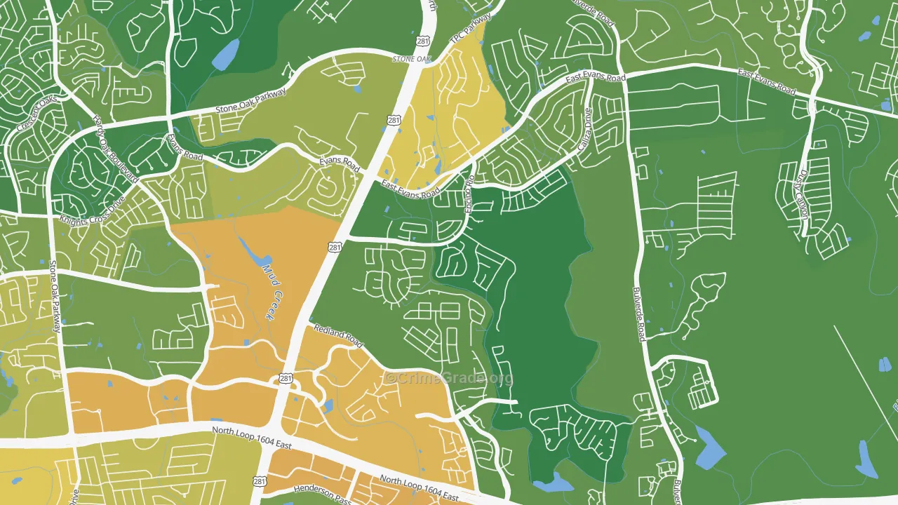 Encino Park, San Antonio, TX Map of Assault Rates