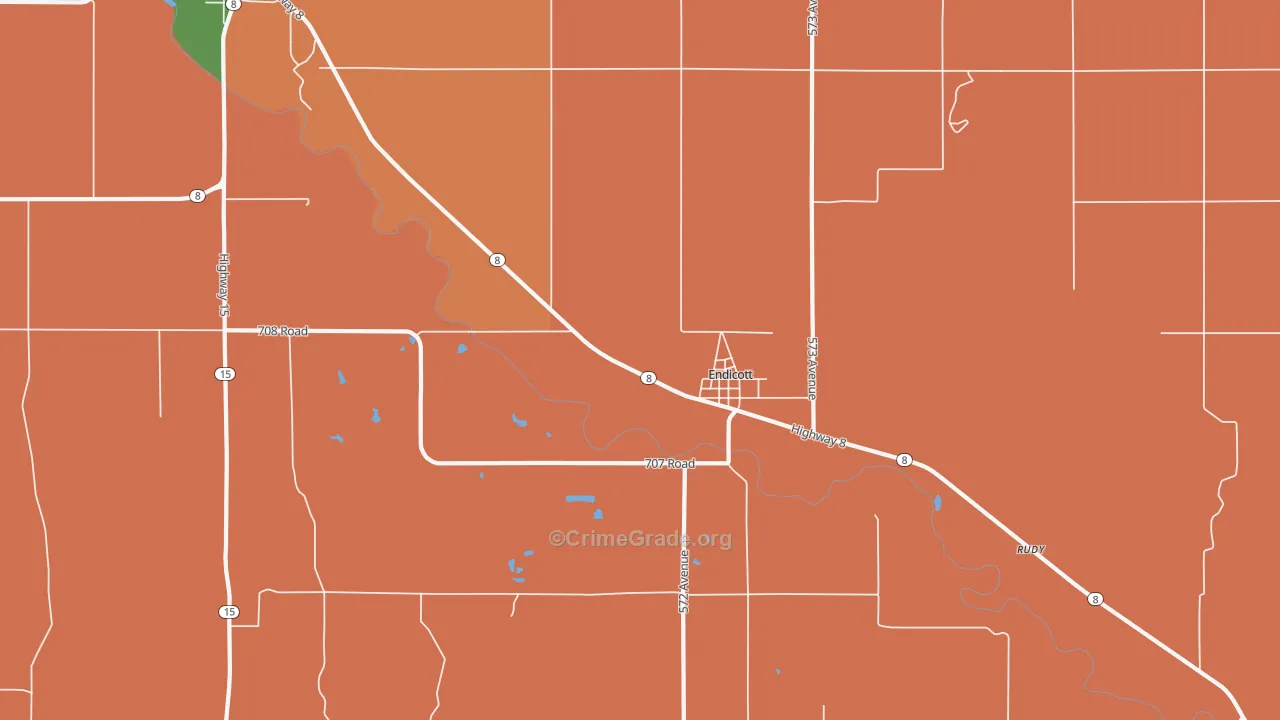 Endicott, NE Map of Assault Rates