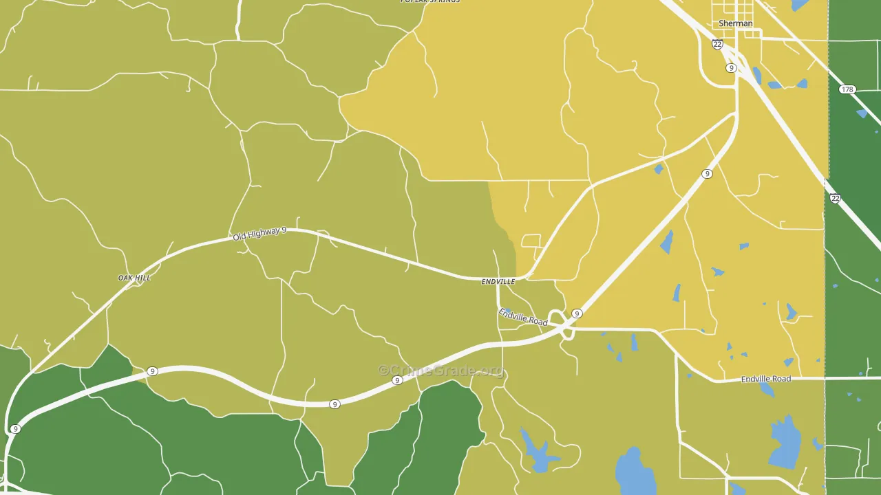 Endville, MS Map of Assault Rates