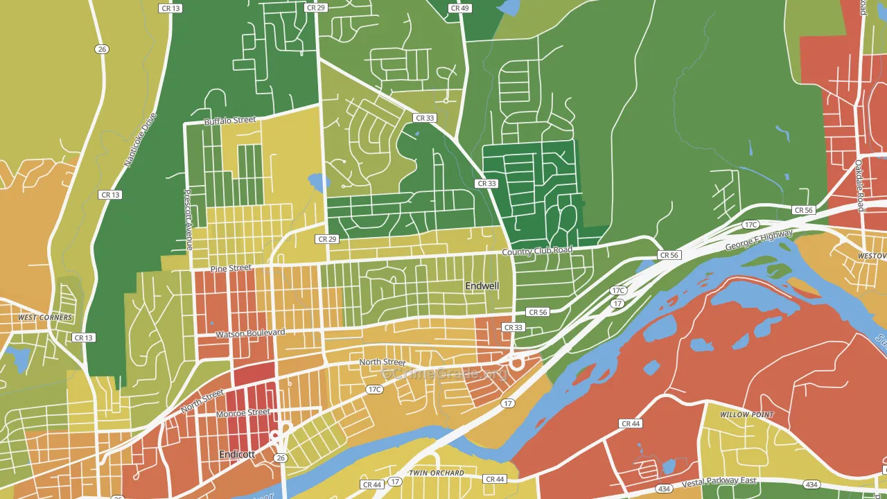Endwell, NY Map of Assault Rates