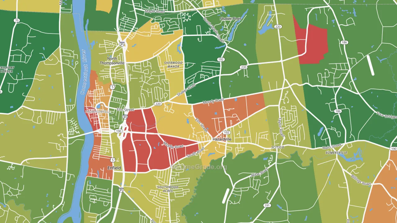 Enfield, CT Map of Assault Rates