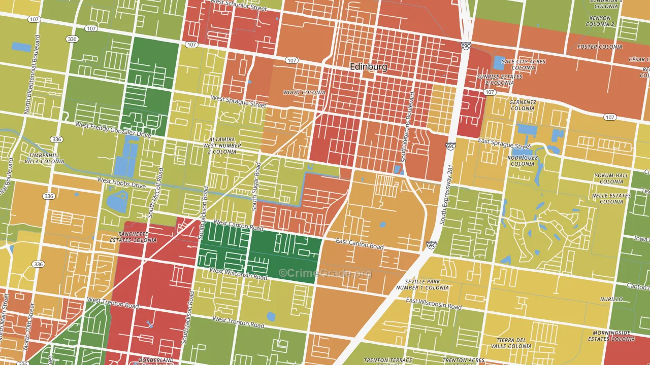 Enfield Estates, Edinburg, TX Map of Assault Rates