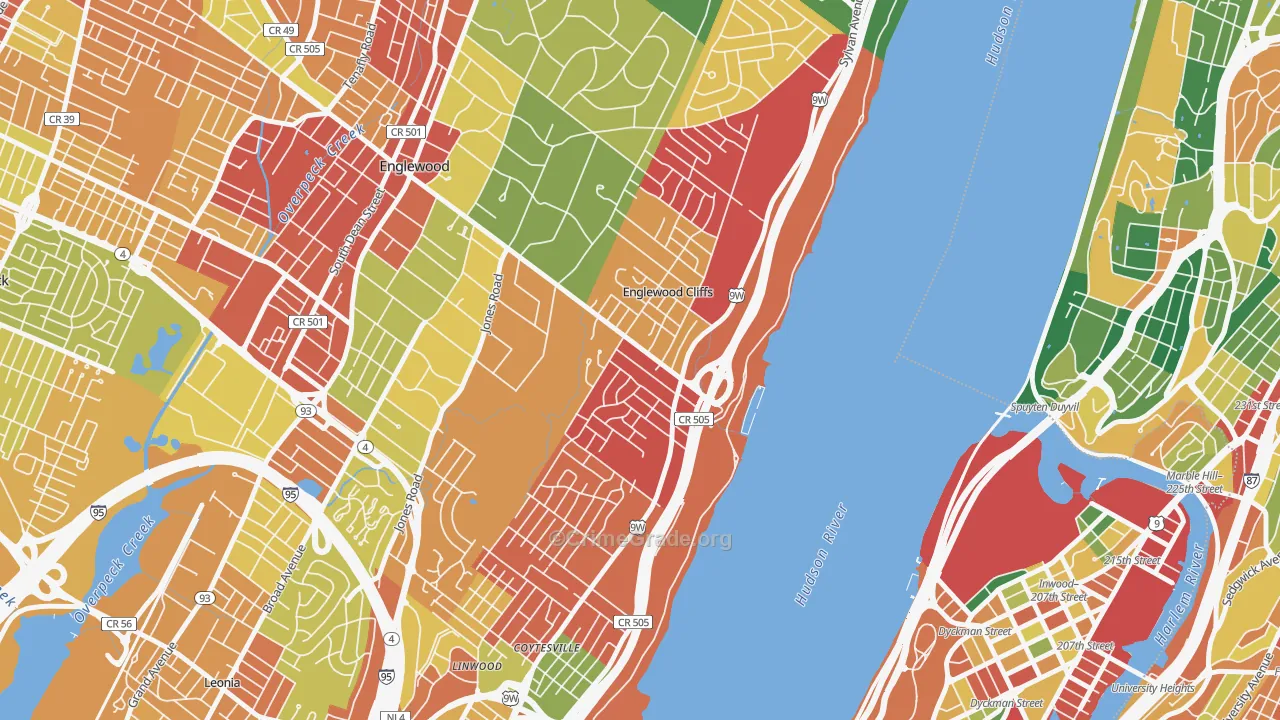 Englewood Cliffs, NJ Map of Assault Rates