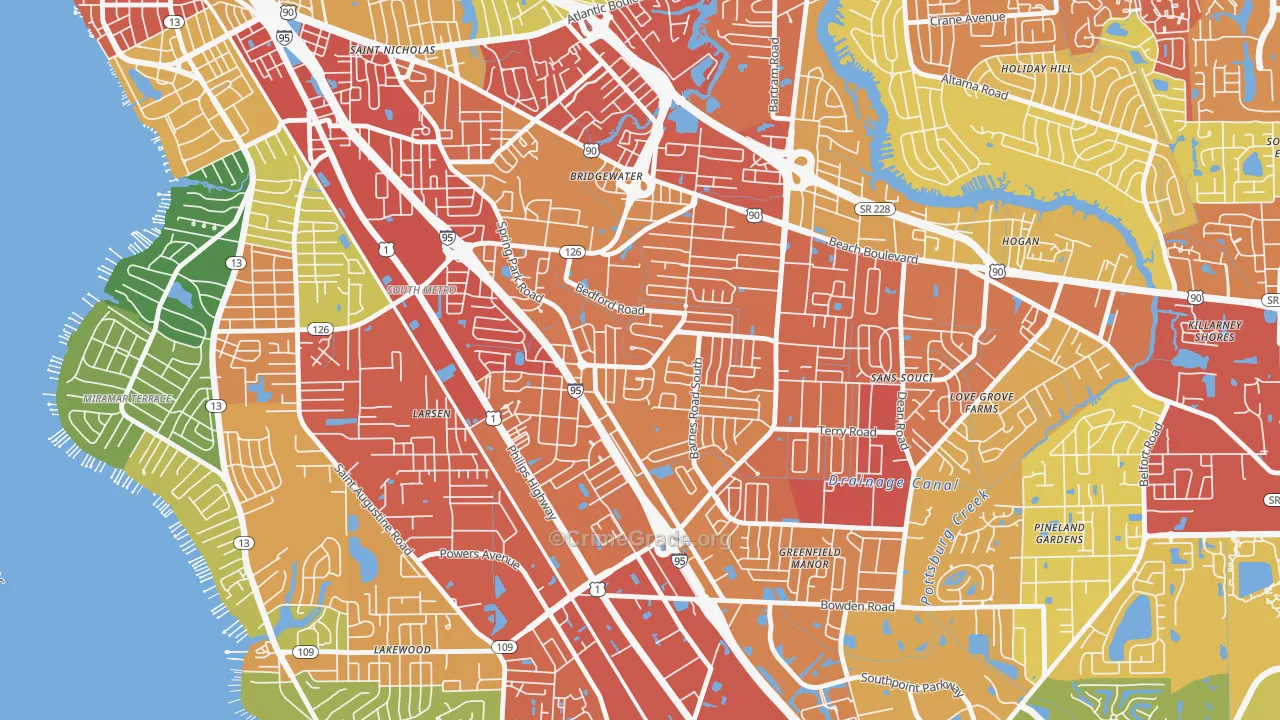 Englewood, Jacksonville, FL Map of Assault Rates