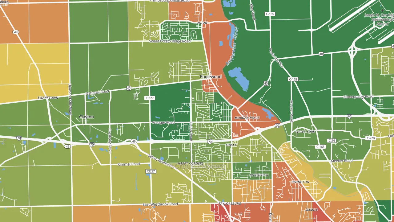 Englewood, OH Map of Assault Rates
