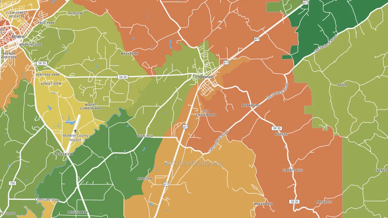 Englewood, TN Map of Assault Rates