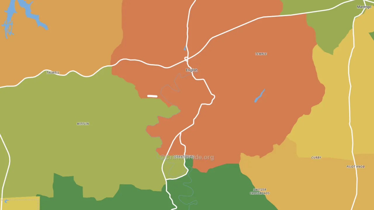 English, IN Map of Assault Rates