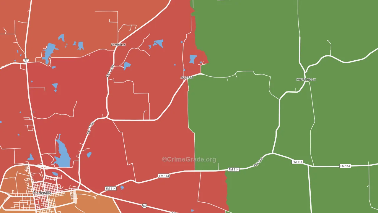 English, TX Map of Assault Rates