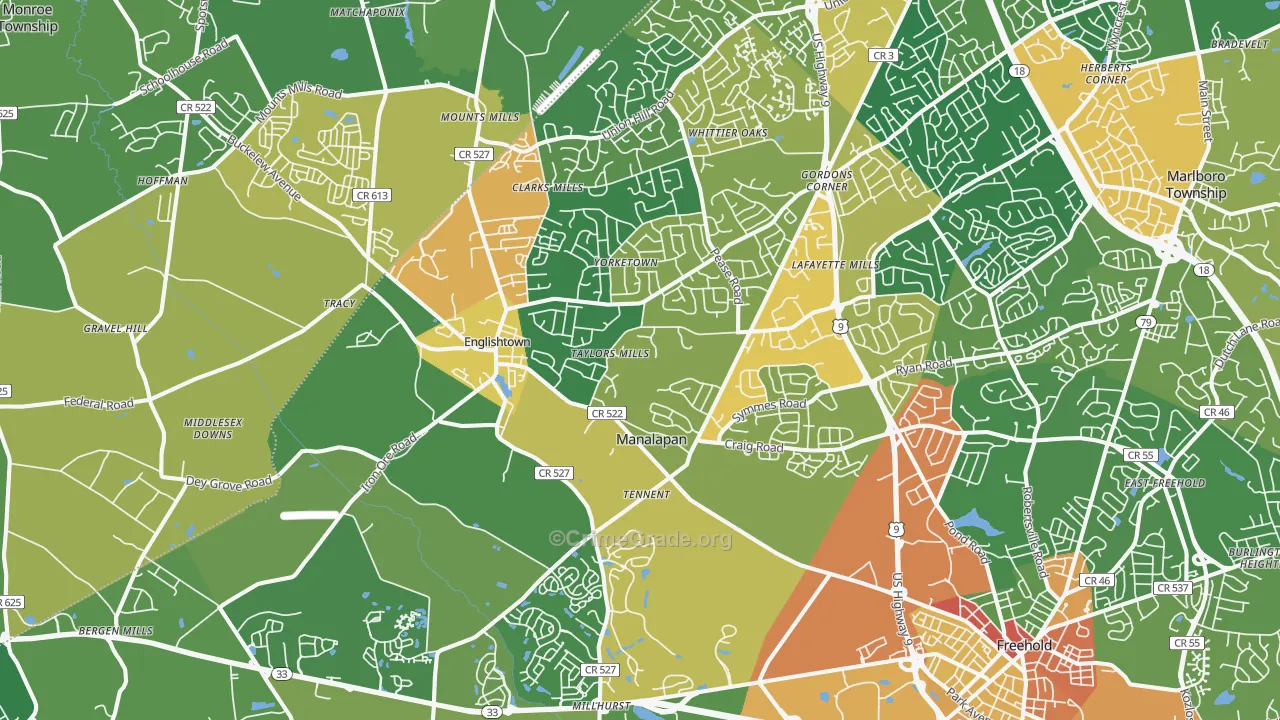 Englishtown, NJ Map of Assault Rates