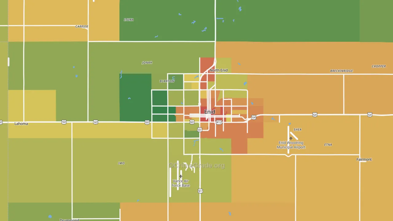 Enid, OK Map of Assault Rates