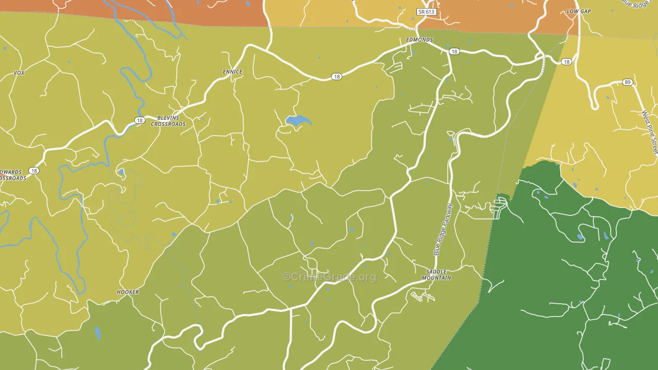 Ennice, NC Map of Assault Rates