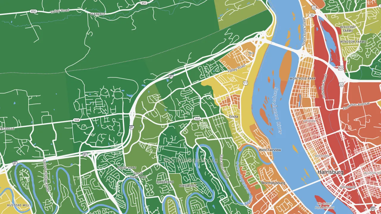 Enola, PA Map of Assault Rates