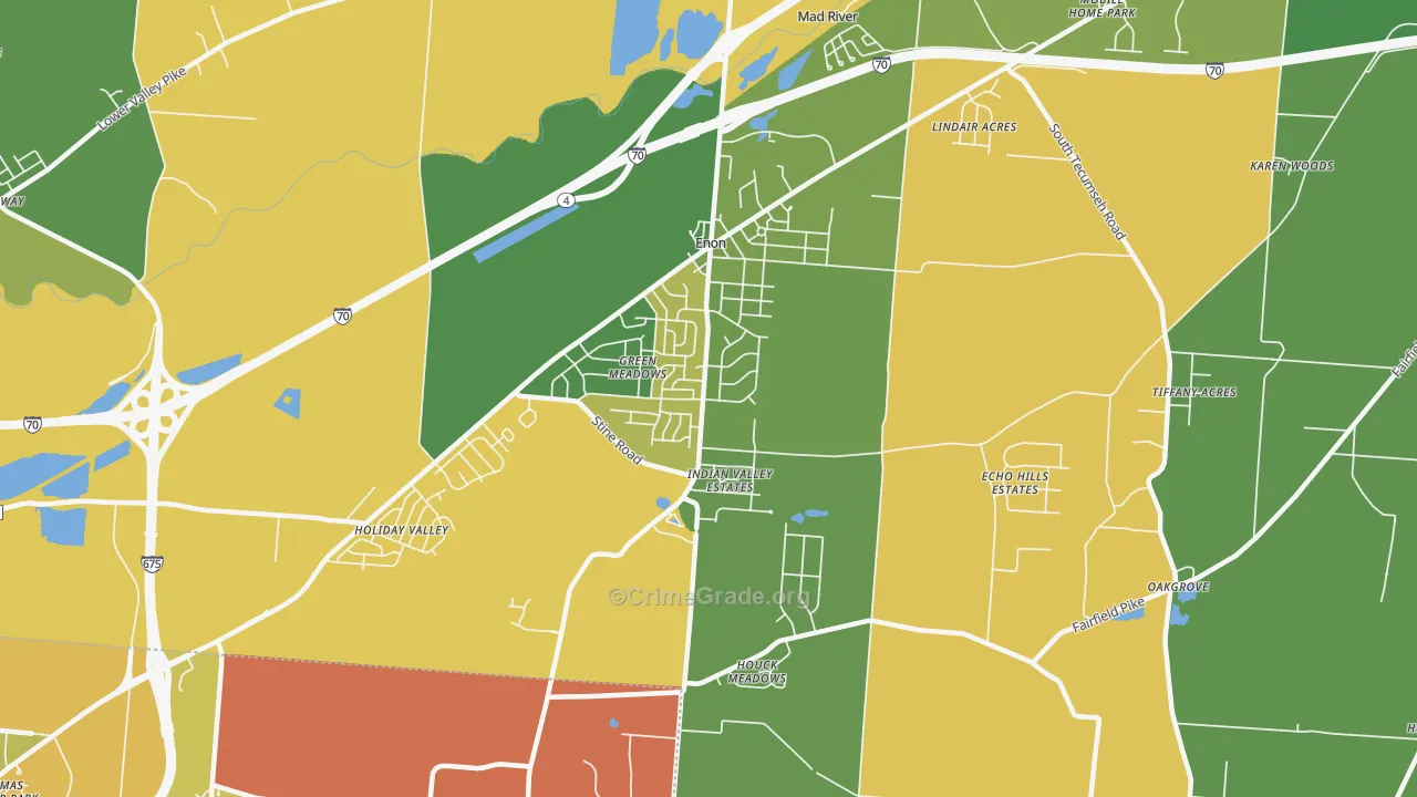 Enon, OH Map of Assault Rates
