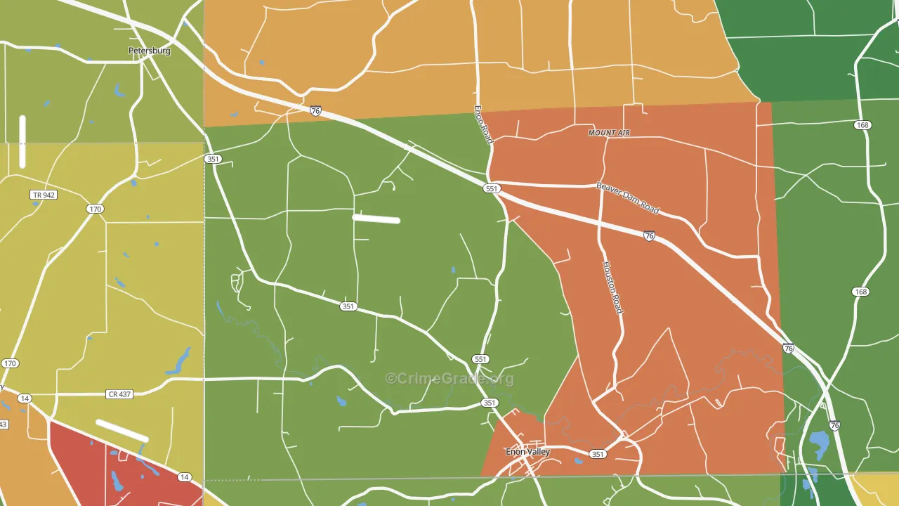 Enon Valley, PA Map of Assault Rates