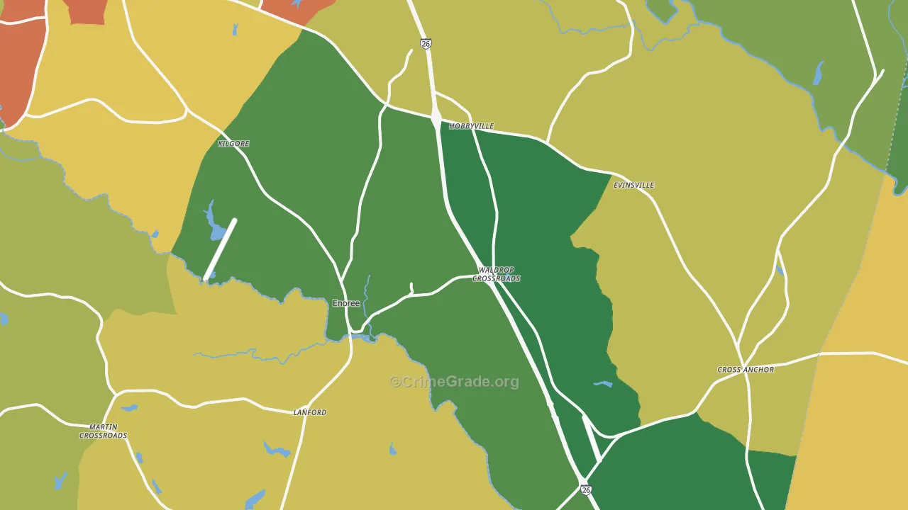 Enoree, SC Map of Assault Rates