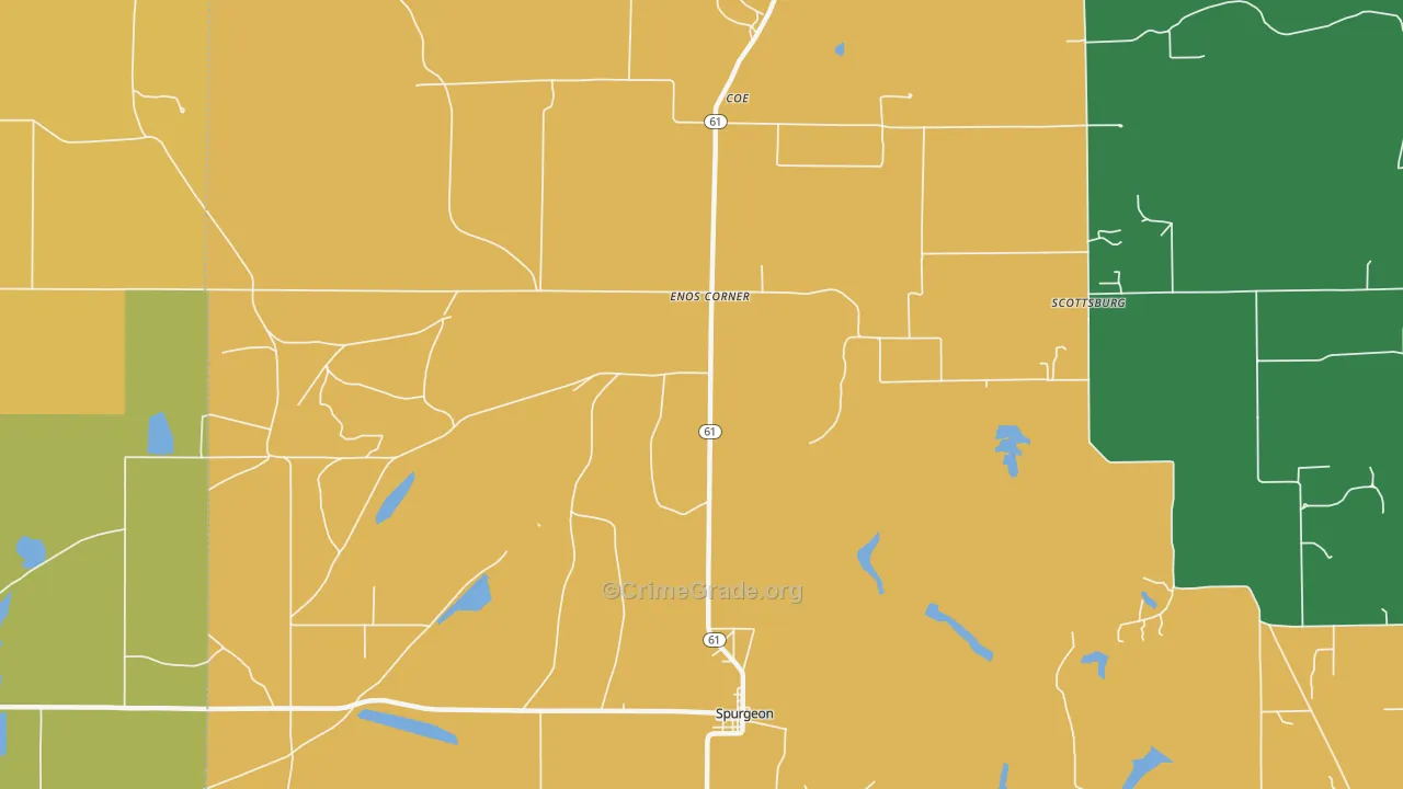 Enos Corner, IN Map of Assault Rates