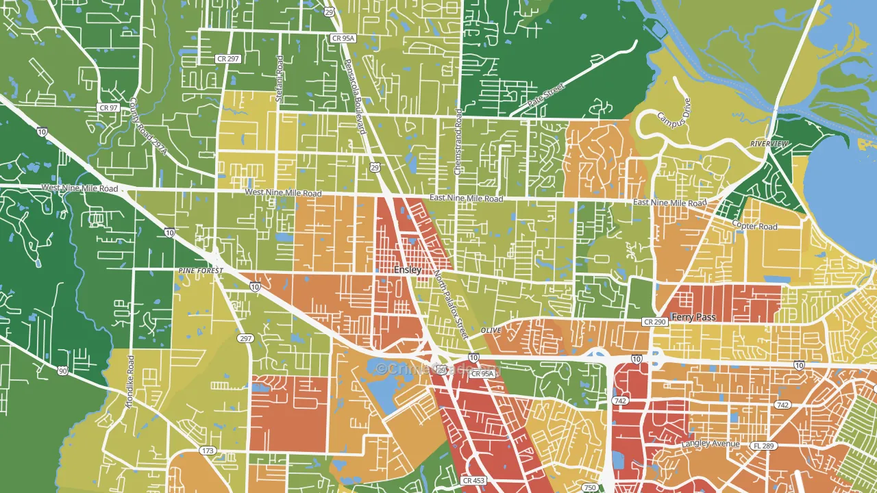 Ensley, FL Map of Assault Rates