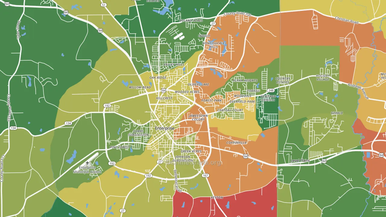 Enterprise, AL Map of Assault Rates