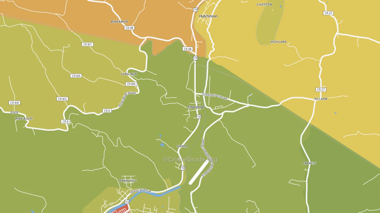 Enterprise, WV Map of Assault Rates
