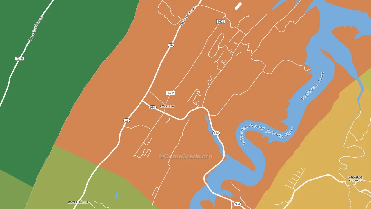 Entriken, PA Map of Assault Rates