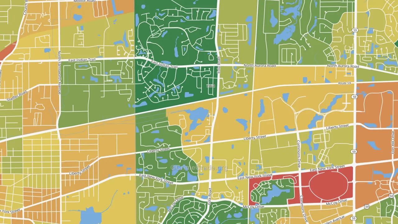 Eola, IL Map of Assault Rates