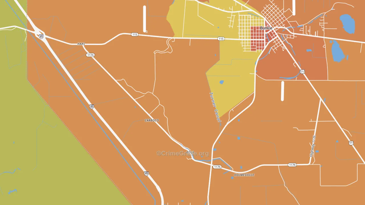 Eola, LA Map of Assault Rates