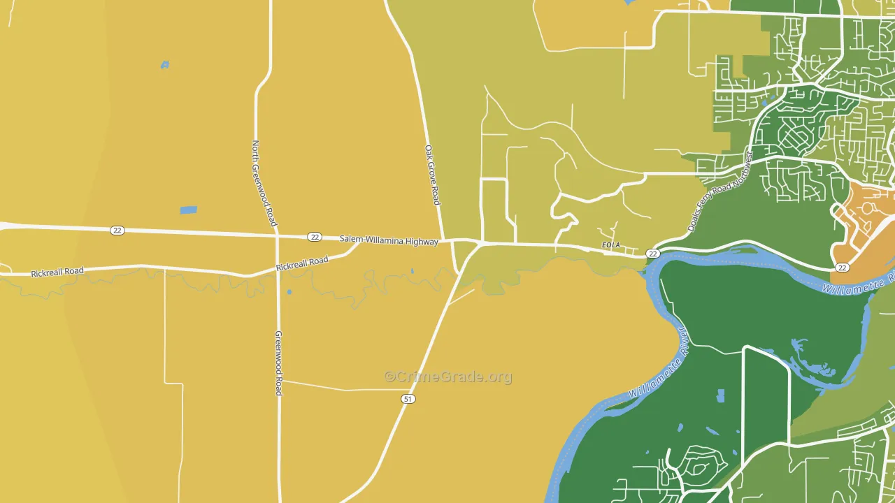 Eola, OR Map of Assault Rates