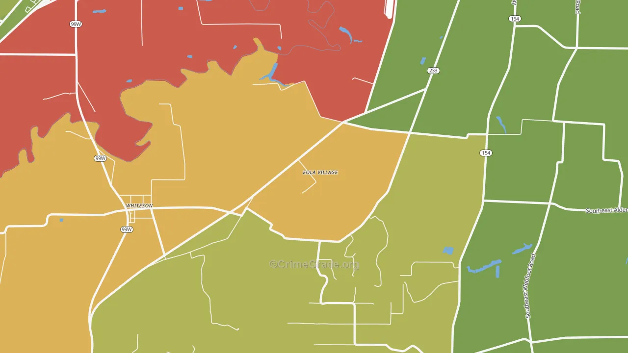 Eola Village, OR Map of Assault Rates