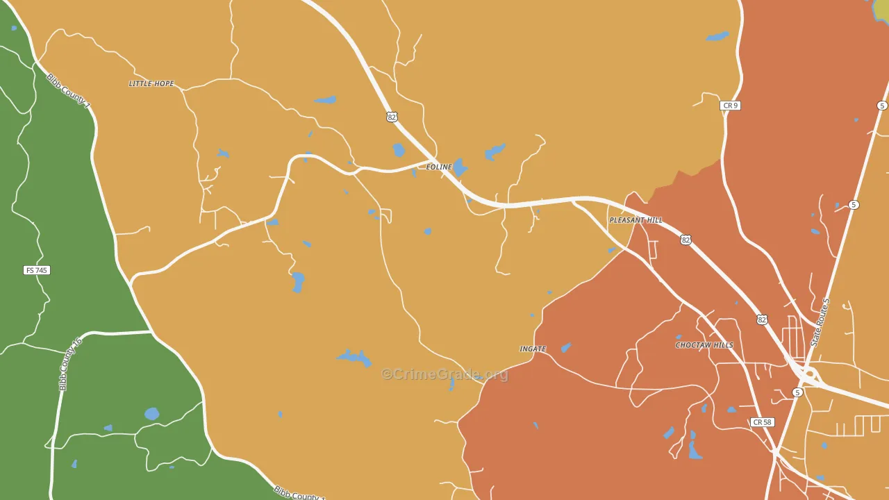 Eoline, AL Map of Assault Rates