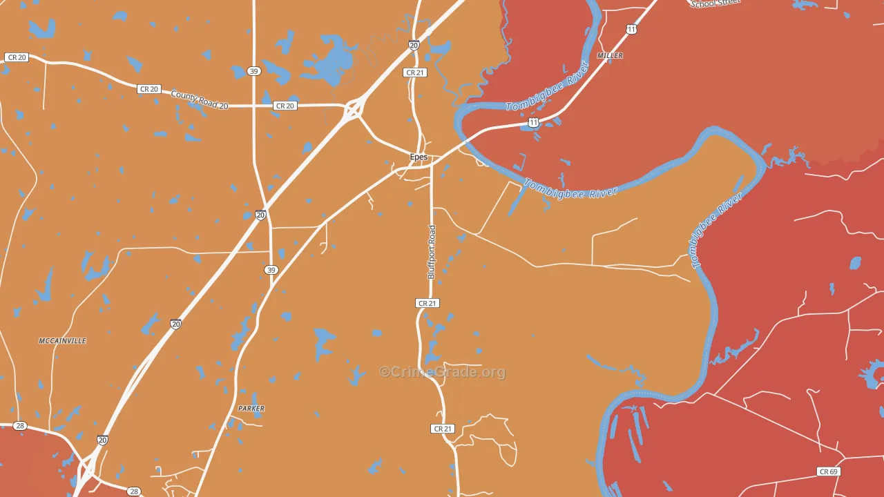 Epes, AL Map of Assault Rates