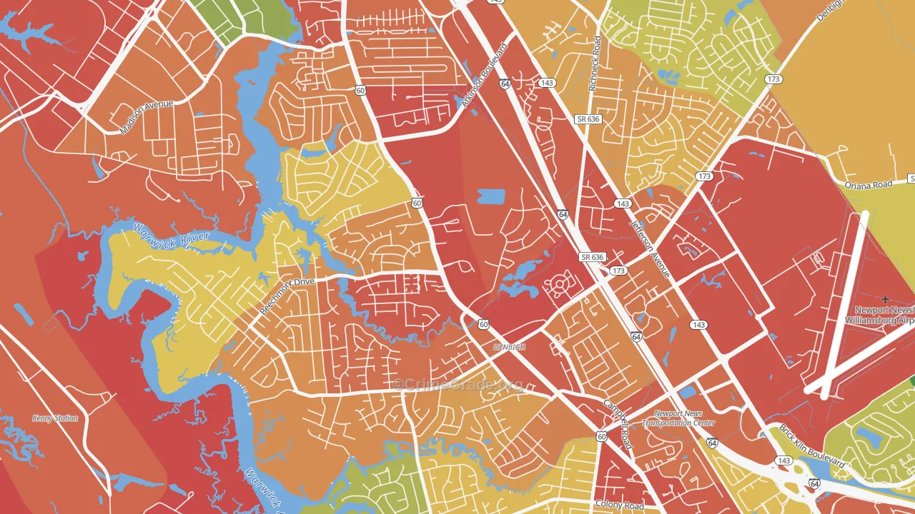 Epes, Newport News, VA Map of Assault Rates
