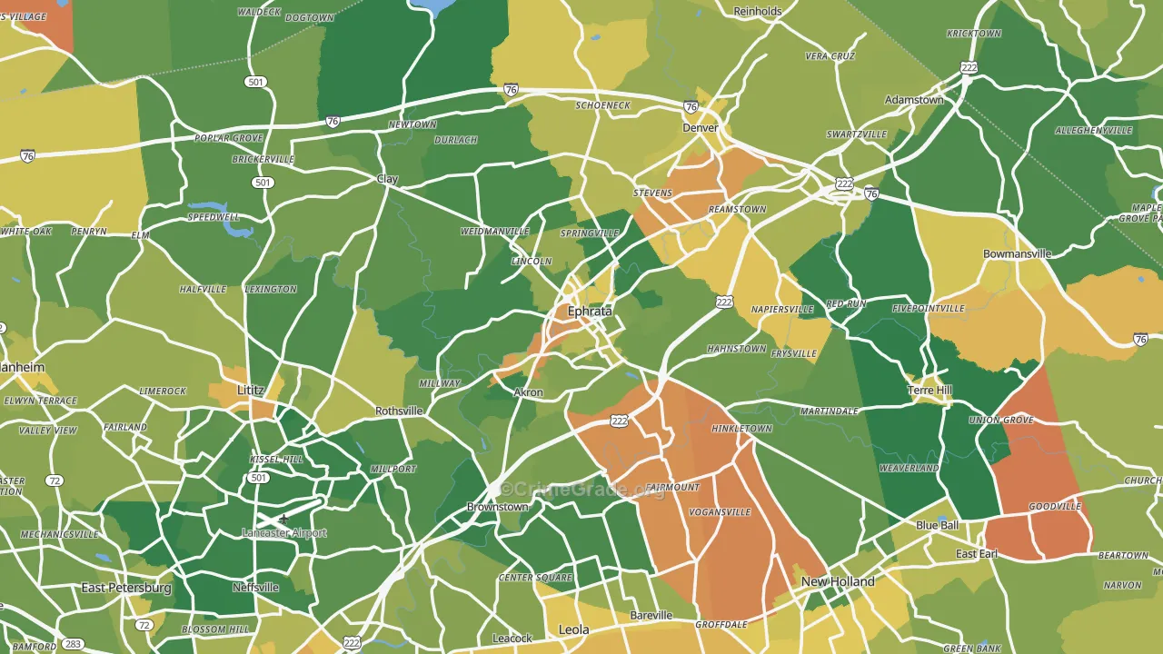 Ephrata, PA Map of Assault Rates
