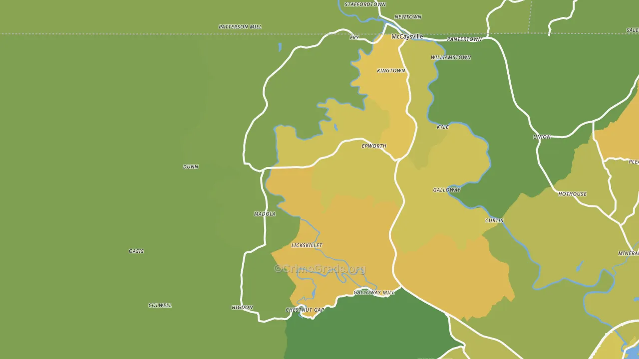Epworth, GA Map of Assault Rates