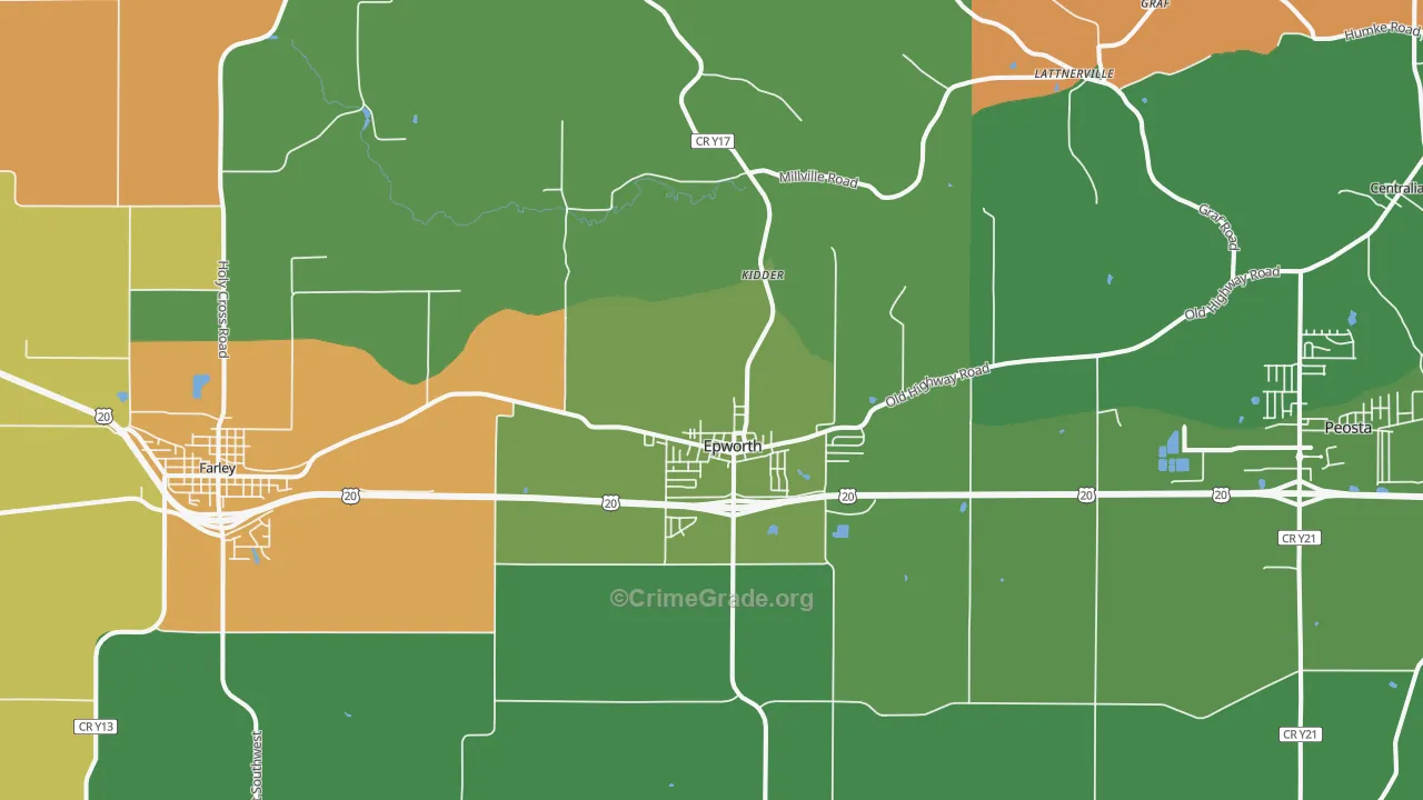 Epworth, IA Map of Assault Rates