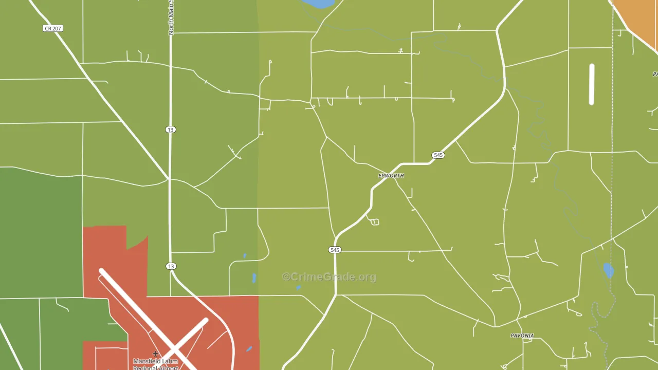 Epworth, OH Map of Assault Rates