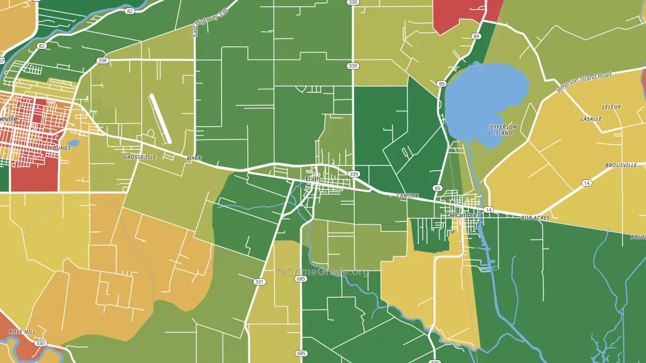 Erath, LA Map of Assault Rates