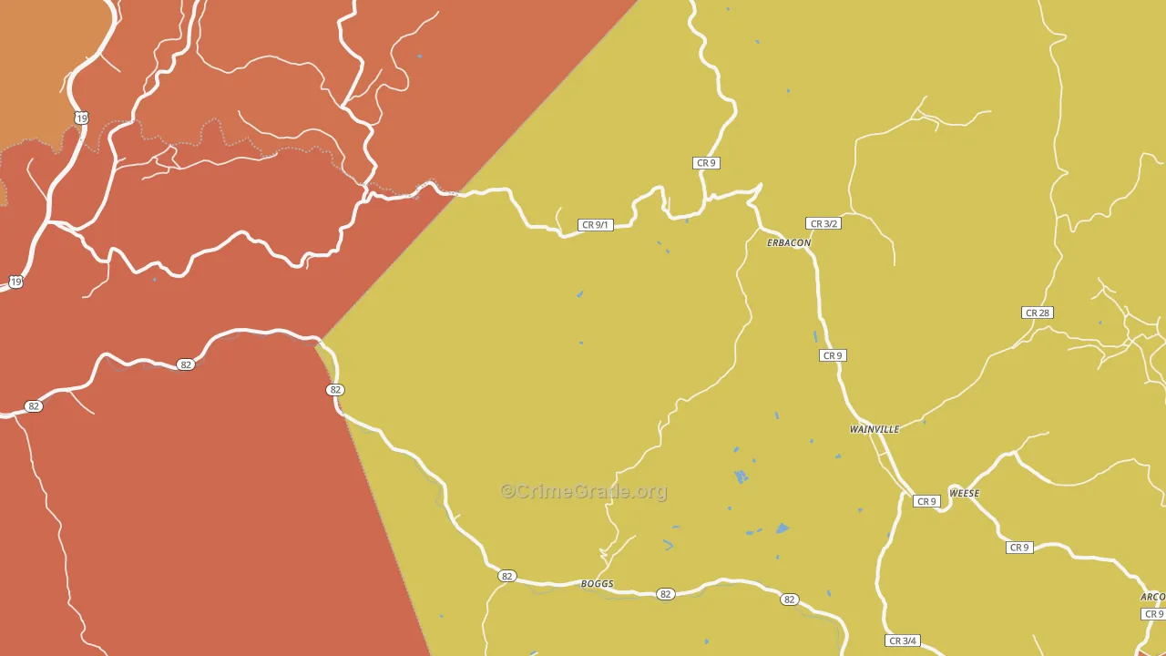 Erbacon, WV Map of Assault Rates