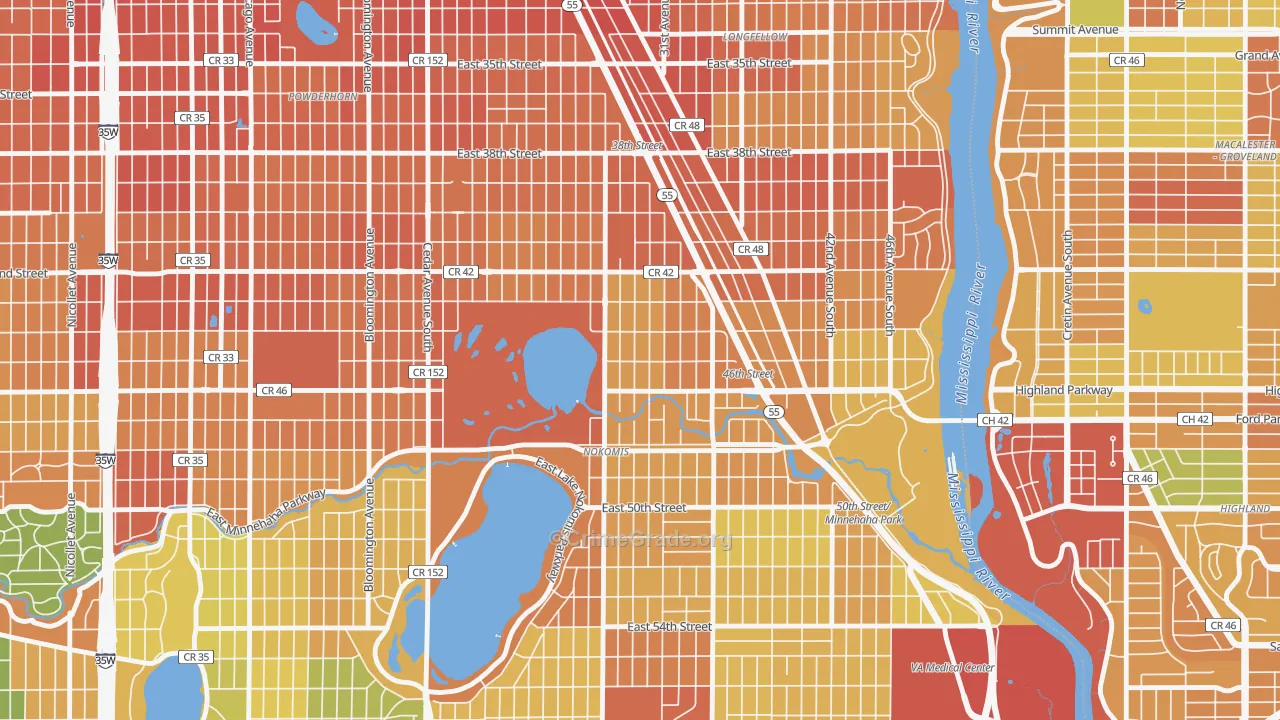 Ericsson, Minneapolis, MN Map of Assault Rates