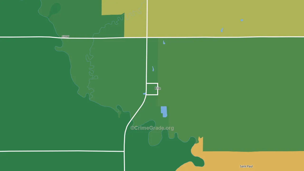 Erie, KS Map of Assault Rates