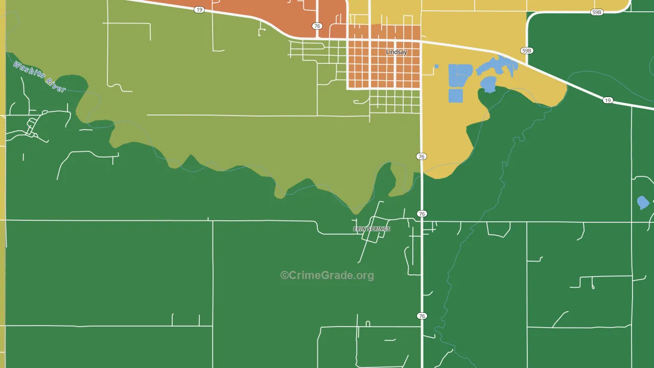 Erin Springs, OK Map of Assault Rates