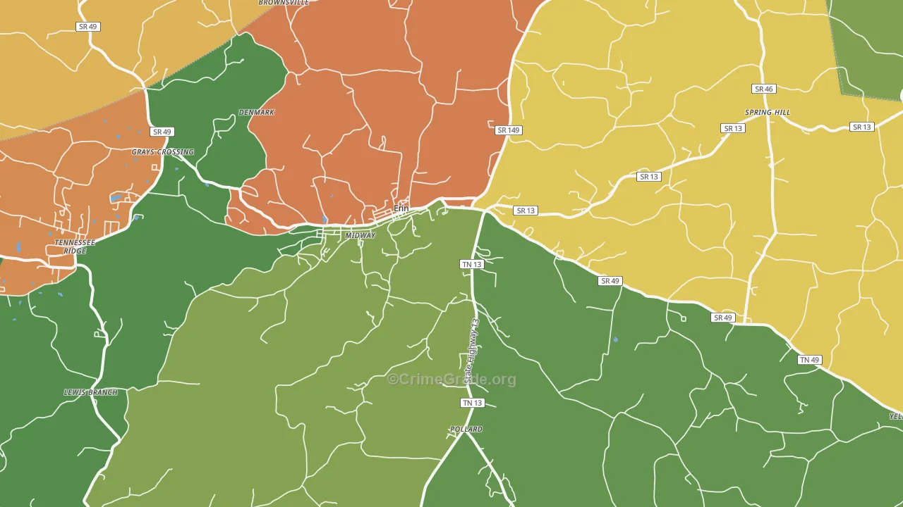 Erin, TN Map of Assault Rates